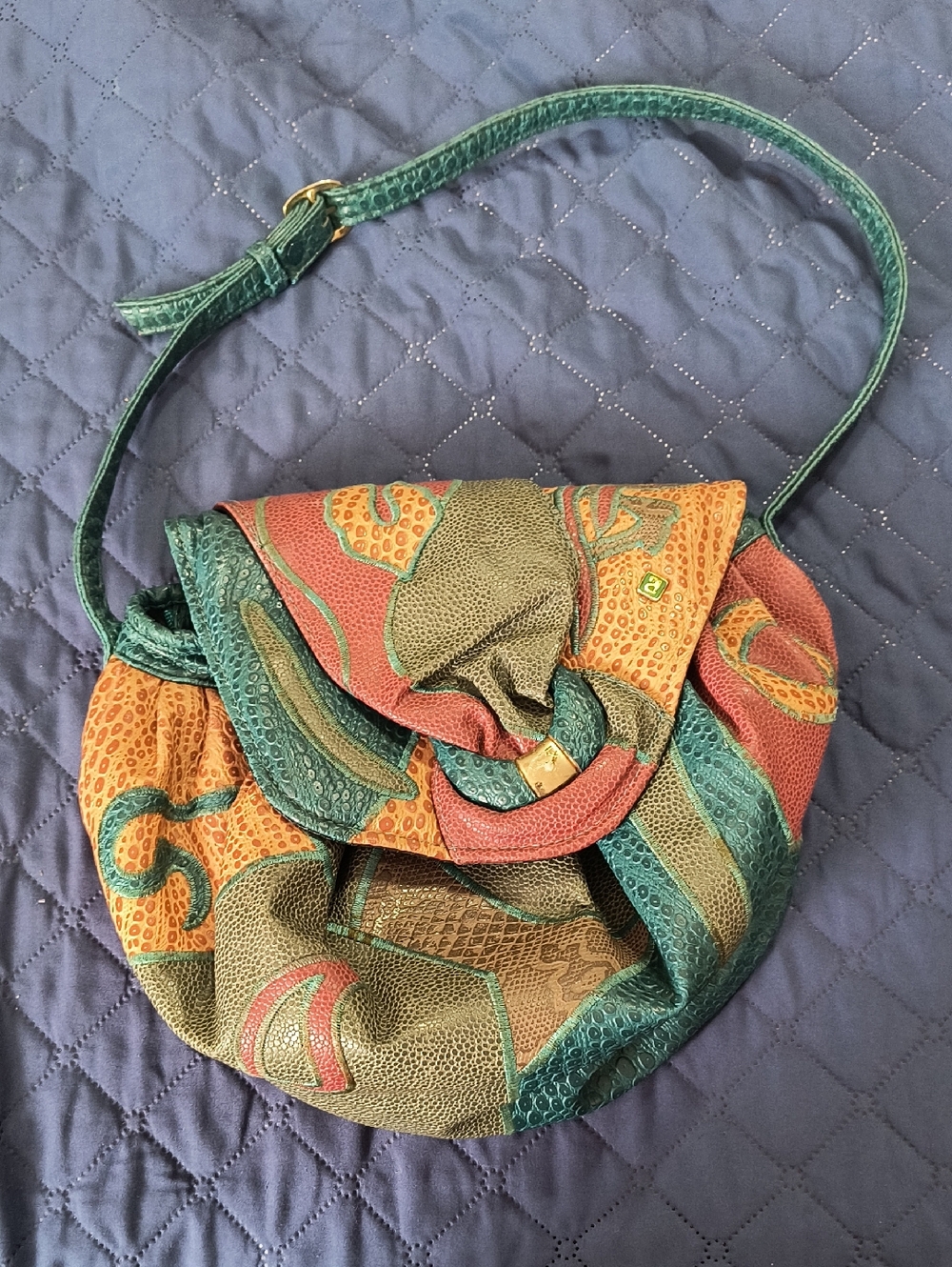Vintage NAS "Frog" Women’s Multicolor Patterned Shoulder Bag